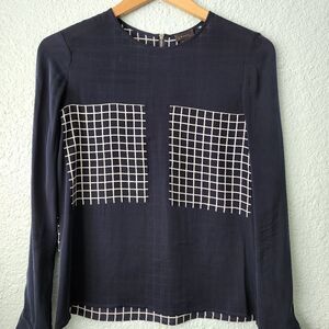 Theory REVOLVE Mariya crossgrid 100% silk pullover blouse